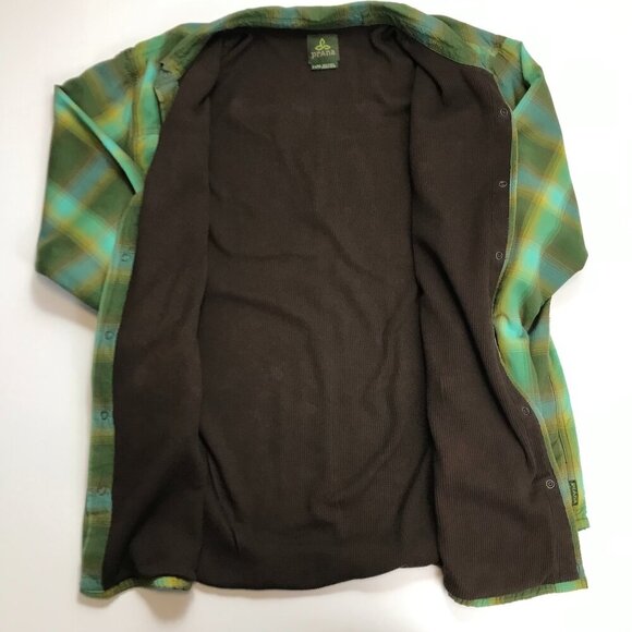 Prana Men XL 100% Organic Cotton Green Multi-Color Plaid Shirt - Picture 7 of 9
